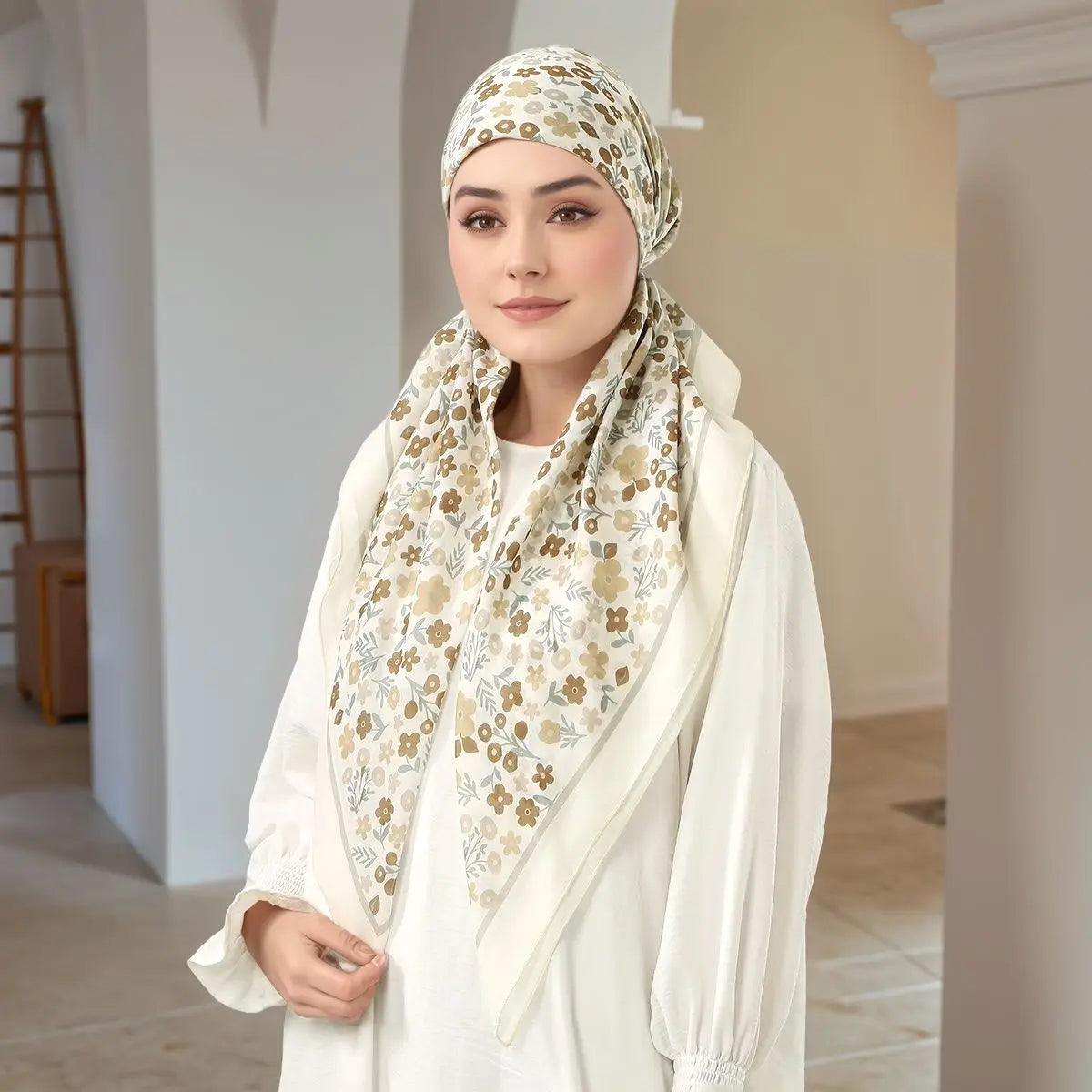 Women Printed Satin Silk Instant Hijab Scarf Stretch Muslim cotton viscose Turban Ramadan Hats Lady Bandana Caps Underscarf Eid