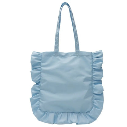 New Elegant Vintage Women Casual Tote Bags French Style Ruffles Shoulder Bag Large Capacity Versatile Handbag