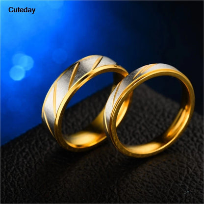 Unique Wave Pattern Couple Rings For Men Women High Quality Stainless Steel Ring Engagement Wedding Rings Jewelry Drop Shipping