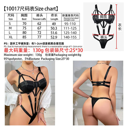Magdalyn Women Sexy Intimate Strappy Bodysuits Fashion Underwire Push Up Skinny Rompers Slim Hollow Solid Black Rompers Lingerie