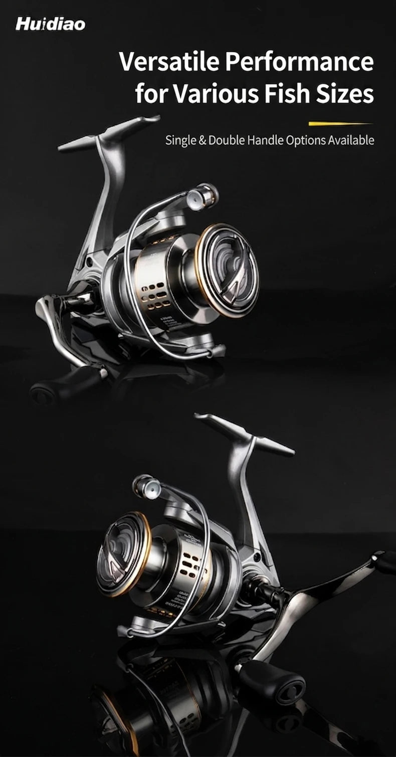 Huidiao ZA All-Purpose Spinning Reel 2000-7000 Fishing Reel 16kg Max Drag 5.2:1 Metal Spool/Handle for Freshwater Saltwater