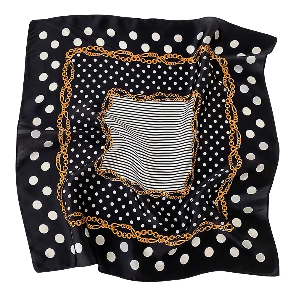 100% Pure Mulberry Silk Women Square Scarf Prints Headband Neckerchief Luxury Female Hair Ornament Female Bandana Scarves 53CM