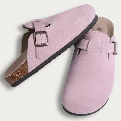 Evshine Men's Cow Suede Clogs with Arch Support Leather Mules Comfort Fashion Potato Shoe Women Cork Footbed Genuine Suede Clogs