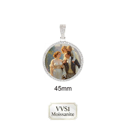 ESKEEM Custom Picture Moissanite Pendant Necklace 18k Gold Plated Personalized Brass Circle Chain Photo Pendant for Men Women