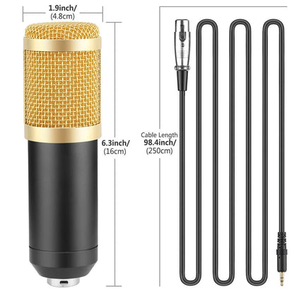 BM800 Condenser Alloy Microphone Kit Professional Sound Card Arm Bracket Set V8 Studio Mixer Live Soundcard Singing Record Mic