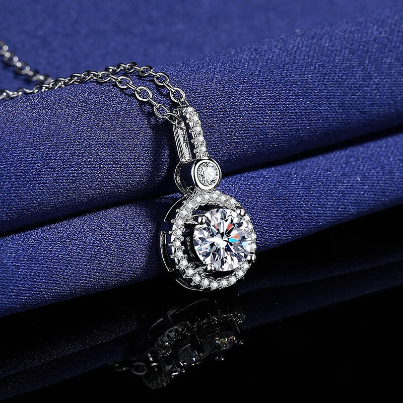 Necklace For Women Sterling S925 Silver With White Gold Plated Lab Diamond Jewelry Wedding Pendant Zircom