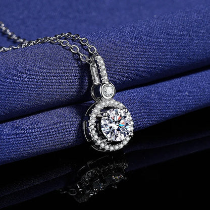 Necklace For Women Sterling S925 Silver With White Gold Plated Lab Diamond Jewelry Wedding Pendant Zircom