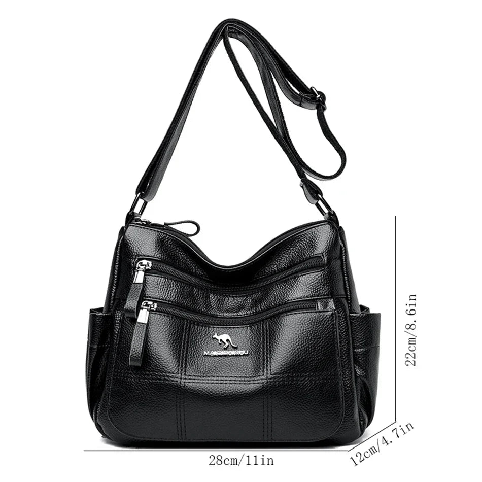 Genuine Soft Pu Leather Handbags for Women Vintage Shoulder Tote Bag Luxury Designer Ladies Large Capacity Purse Bags Sac A Main