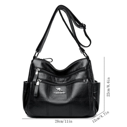 Genuine Soft Pu Leather Handbags for Women Vintage Shoulder Tote Bag Luxury Designer Ladies Large Capacity Purse Bags Sac A Main