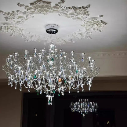 New Stainless Steel Crystal Ceiling Chandelier LED Lamps Living Room Personalized Firefly Shape Restaurant Villa Lights