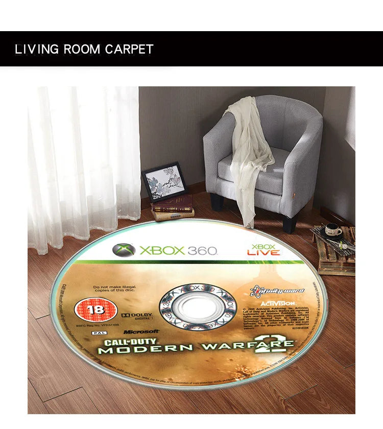 Game CD Rug Round Mat Circle Carpet Bath Mat Black Mat Home Decoration Rugs for Kitchen Carpets for Living Room custom carpet