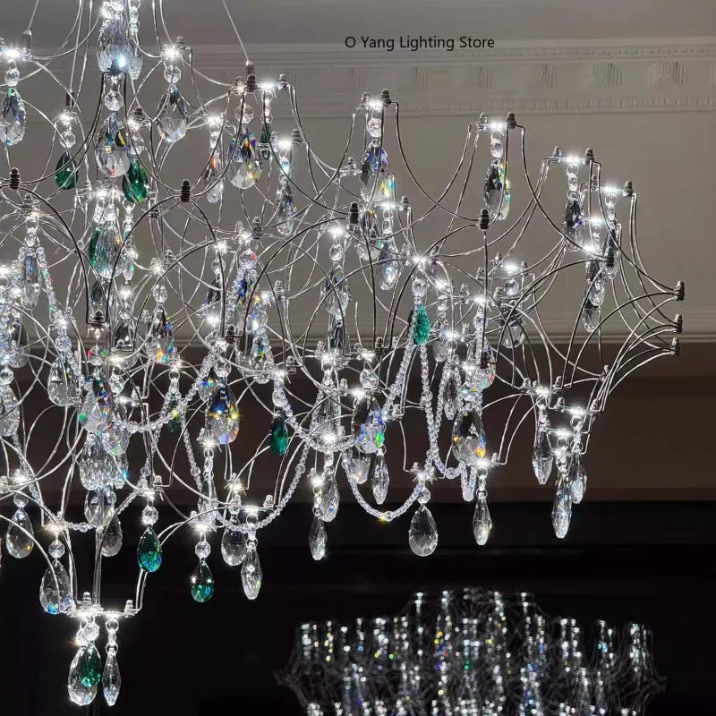 New Stainless Steel Crystal Ceiling Chandelier LED Lamps Living Room Personalized Firefly Shape Restaurant Villa Lights