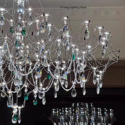 New Stainless Steel Crystal Ceiling Chandelier LED Lamps Living Room Personalized Firefly Shape Restaurant Villa Lights