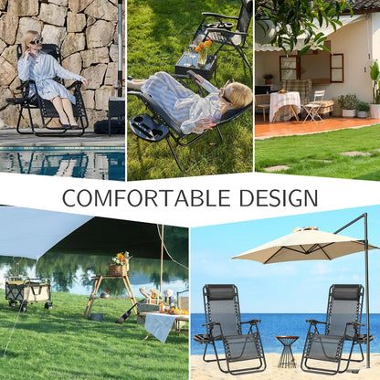 JHK Zero Gravity Portable Recliner Camping Patio Outdoor Garden Lounge Chair with Cup Holder Trays Adjustable Pillow for Backyard
