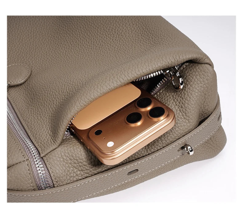 First Layer Cow Leather 33cm Tote Bag Fashionable Women's Bag New Design Large Capacity Soft Portable Shoulder Crossbody Bag