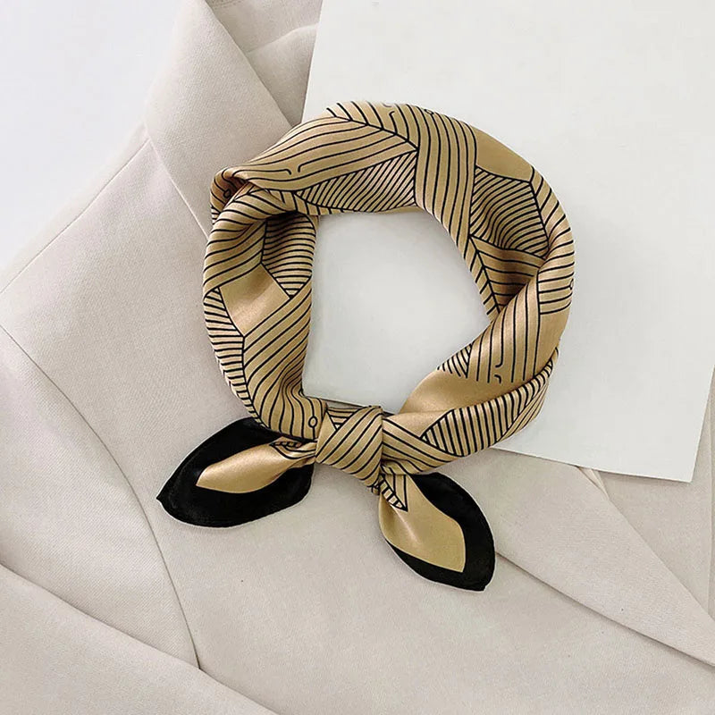 Silk Scarf For Bag Lady Neck Tie 100% Silk Scarf Luxury Brand Print Flower Stripe Plaid Dot Bandana Hair Tie Handkerchief Gifts
