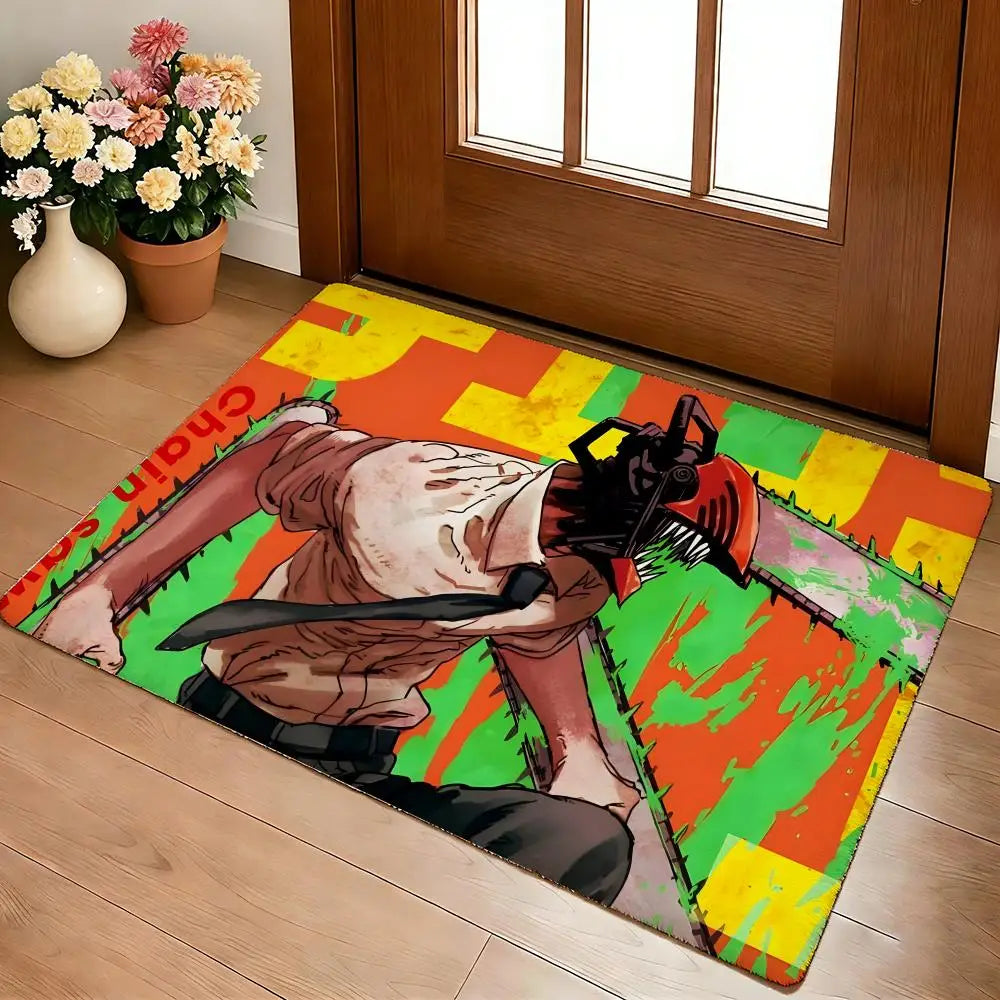 C-Chainsaw Man Floor Mat Cozy Flannel Soft Thick Non-Slip Mat for Living Room Bedroom Kitchen Decor Rugs