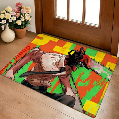 C-Chainsaw Man Floor Mat Cozy Flannel Soft Thick Non-Slip Mat for Living Room Bedroom Kitchen Decor Rugs