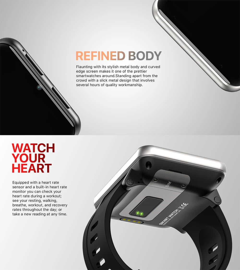 DM100 4G Android Sports Smart Watch 2.86 Inch IPS Screen 3G RAM 32G ROM BT4.0 5MP Camera 2700mAh Battery NFC GPS WiFi Smartwatch