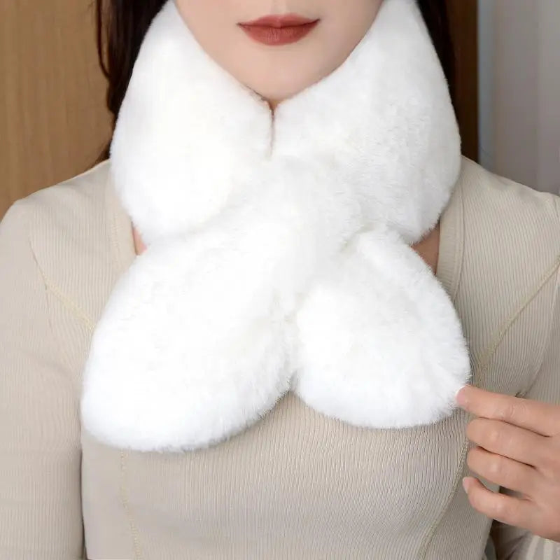 Winter Faux Rabbit Fur Scarf For Women Girls Scarf Soft Plush Scarves Solid Color Neck Collar Warmer Stuff Christmas Gifts