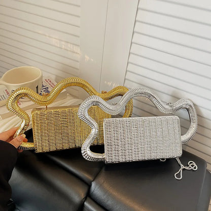 2026 Luxury Designer Women's Shoulder Bags Silver Evening Clutch Bag Trend Clip Party Purse Fashion Crossbody Handbag