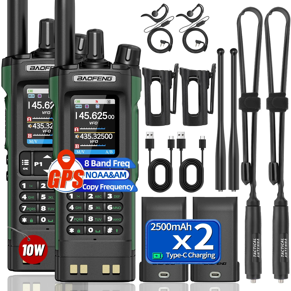 BAOFENG UV 32 Walkie Talkie Long Range GPS 10W Multi Band Wireless Bluetooth Programming Copy Frequency UV32 Ham Radio Camping