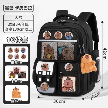 Capybara Children School Bags For Boys Girls Kids Alleviate Burden Protecting Spine Widen Straps School Backpack School Book Bag