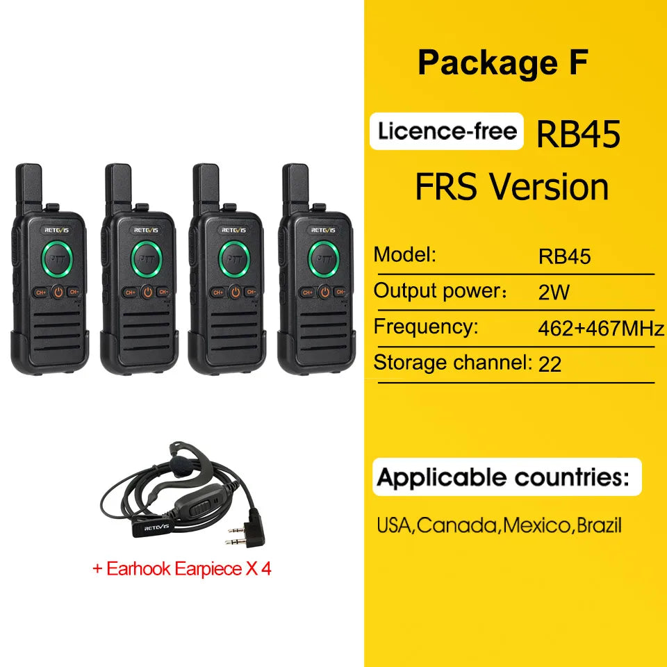 Retevis RB645 Walkie Talkie PMR446 Dual PTT Professional Portable Lincense-free Two Way Radio VOX USB-C for Hotel Restaurant