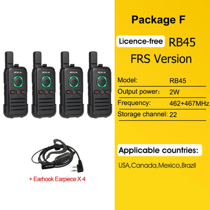 Retevis RB645 Walkie Talkie PMR446 Dual PTT Professional Portable Lincense-free Two Way Radio VOX USB-C for Hotel Restaurant