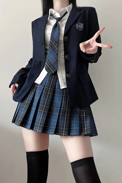 Japan  Korea AUTUMN JK Japanese School Uniform Jacket Girls Multicolor Graduation Outfit Academy Sexy Pleated Skirt Tie Set