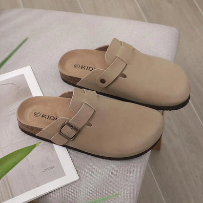 Crestar Women's Clogs Mules Cork Clogs Slippers Men Outdoor Mules Suede Clogs Shoes with Arch Support Mule Leather Clogs Sandal