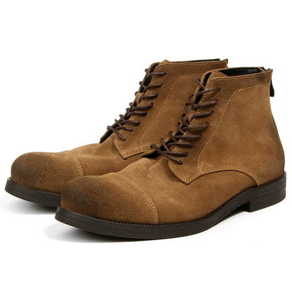 Retro Men Boots Genuine Leather Men's Ankle Boots Rear Zipper Desert Boots Handmade Cowhide Suede Men's Leather Shoes Quality