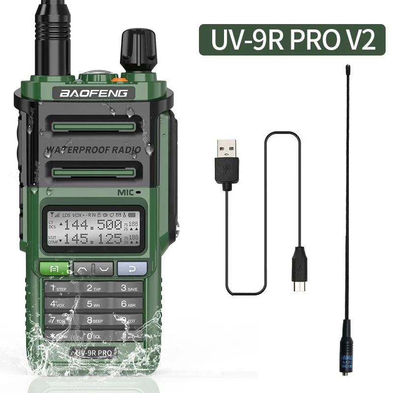 Baofeng UV-9R Pro V2 V1 Walkie Talkie IP68 Waterproof Dual Band Type-C Long Range Upgrade Tri-power Ham CB Radio Two Way Radio