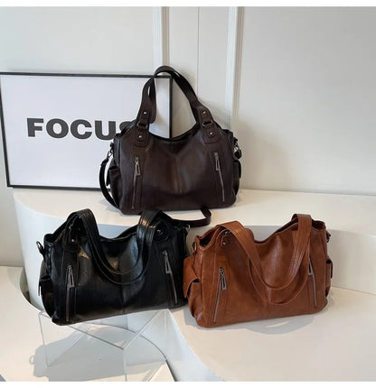 Soft Interior Compartment Shoulder Bags 2026 High Quality Contrasting Colors Bags for Women Fashion Zipper Pu Women's Handbags