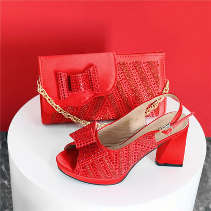 Mature Sweet 2024 Super Heels Peep Toe Ladies Slipper Shoes with Bag Set in Blue Color For Nigerian Women Wedding Party
