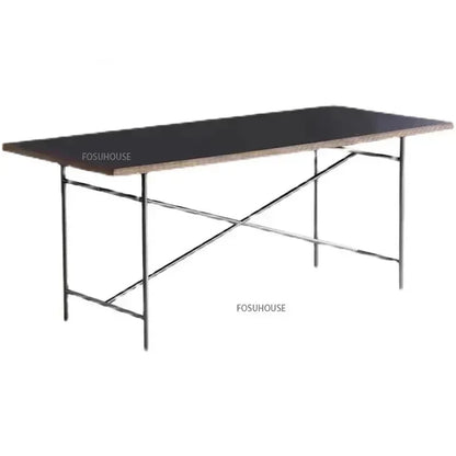 Office Furniture Stainless Steel Leg Rectangular Desks Solid Wood Office Computer Desk For Conference Room Writing Study Table g