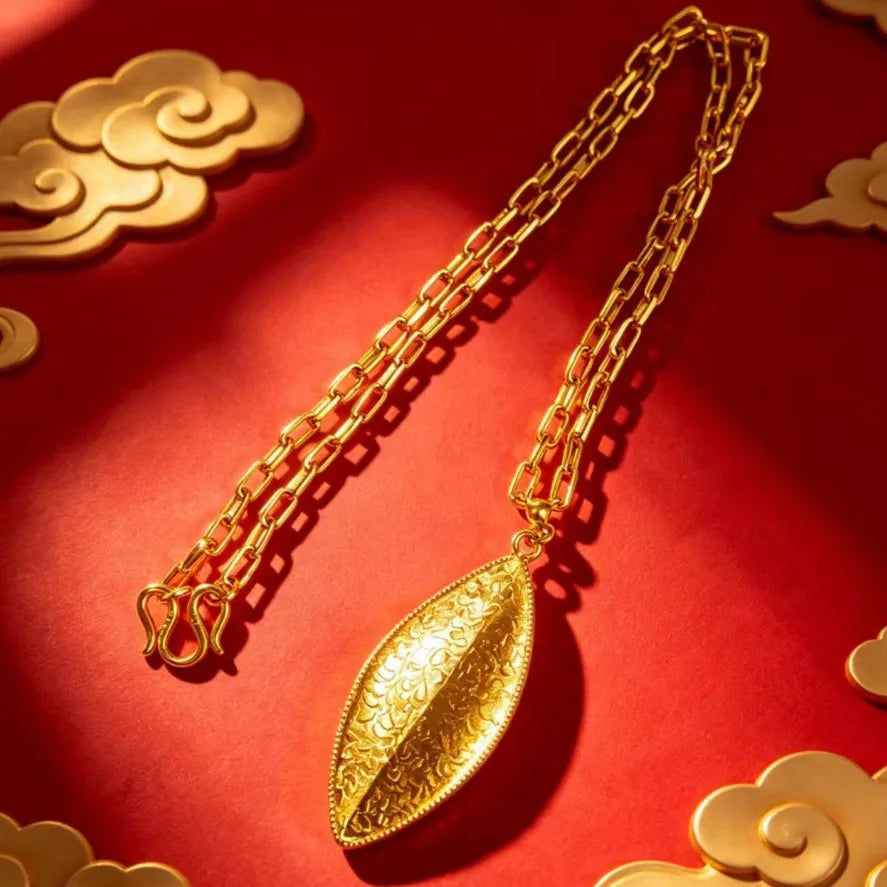 Luxury 18K white Solid Platinum PT950 leaf-shaped necklace women's Chinese style retro high-end clavicle chain