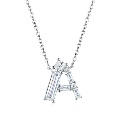 PureNew 26 Letter A-Z 4x12mm Moissanite Necklace For Women S925 Silver D Color 18k Plated Sparking Women's Moissanite Chain
