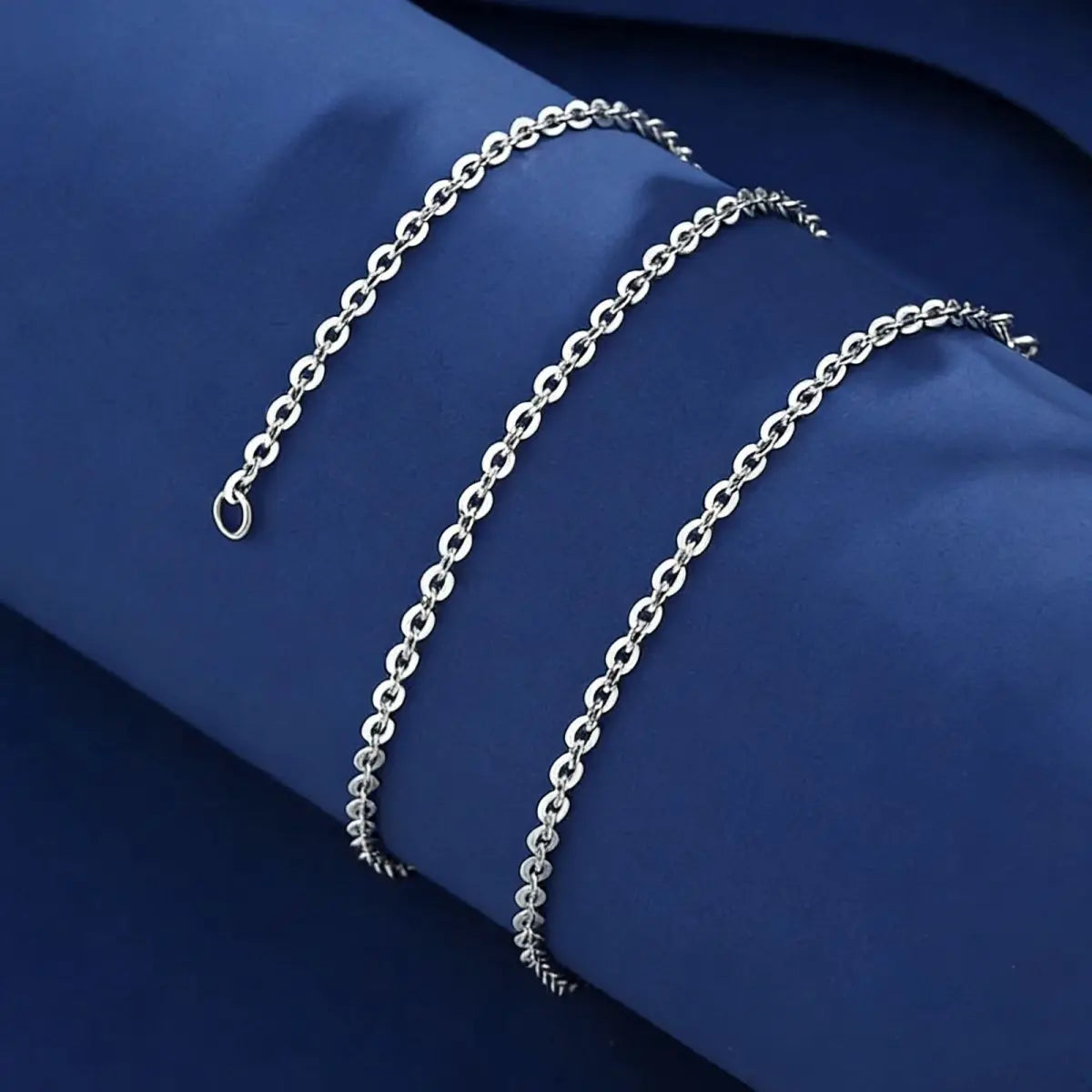 PT950 Platinum O-Chain Necklace Women Plain Chain Moissanite Collarbone Jewelry Gift for Girlfriend