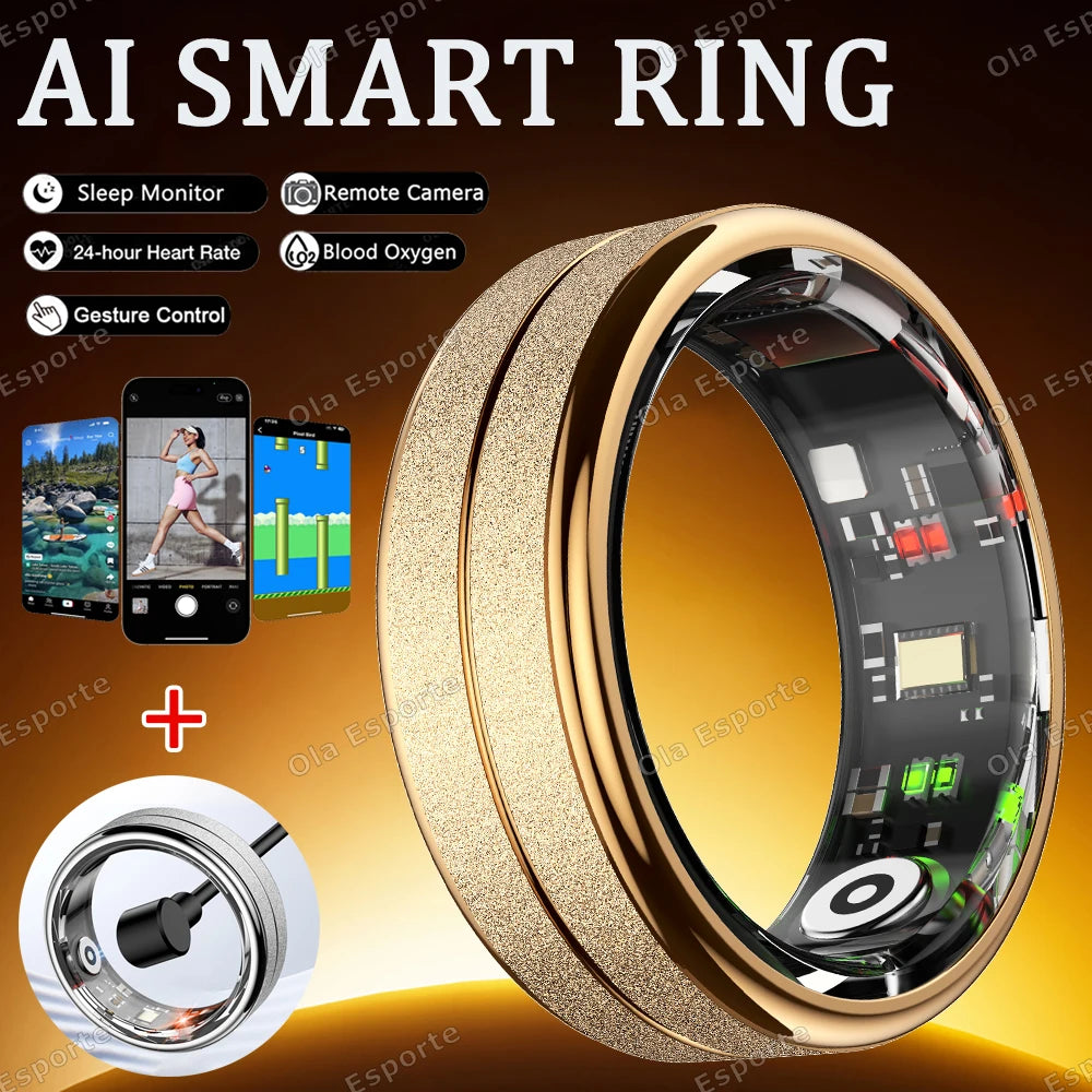 2026 New Smart Ring Bluetooth Heart Rate Body Temperature Monitor AI Health Analysis 5ATM Waterproof Sports Smartring Men Women