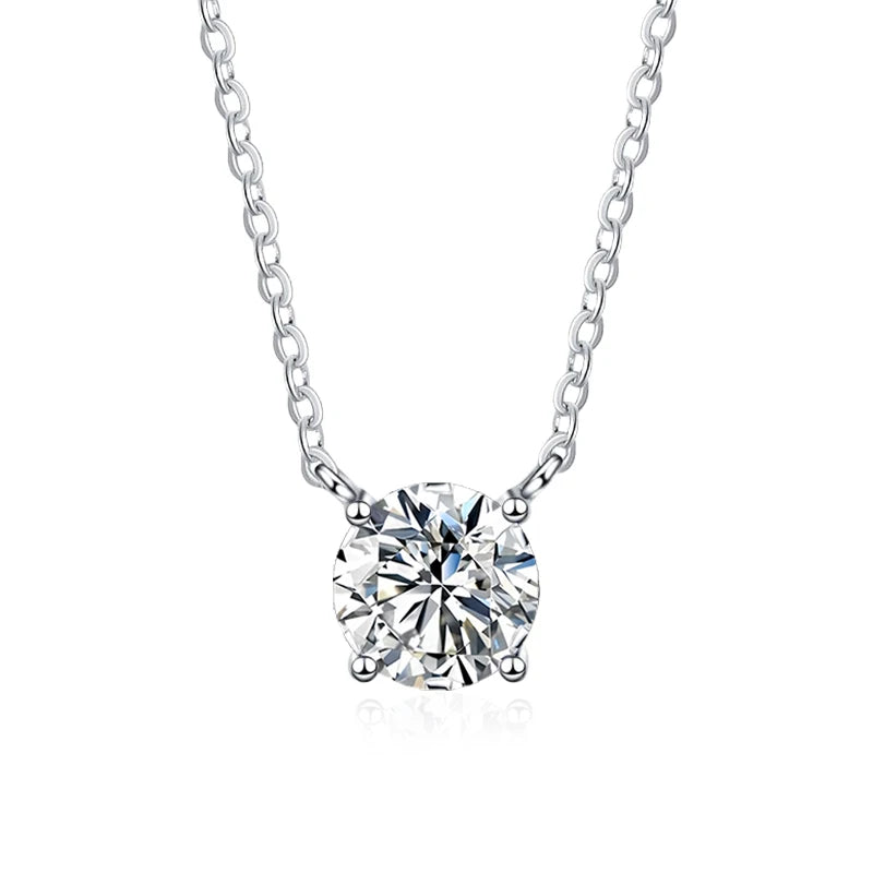NeeTim 1ct 2ct 3ct Colored Moissanite Necklace for Women 925 Sterling Silver with White Gold Plated Woman's Necklaces Chain