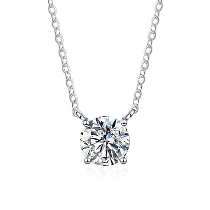 NeeTim 1ct 2ct 3ct Colored Moissanite Necklace for Women 925 Sterling Silver with White Gold Plated Woman's Necklaces Chain