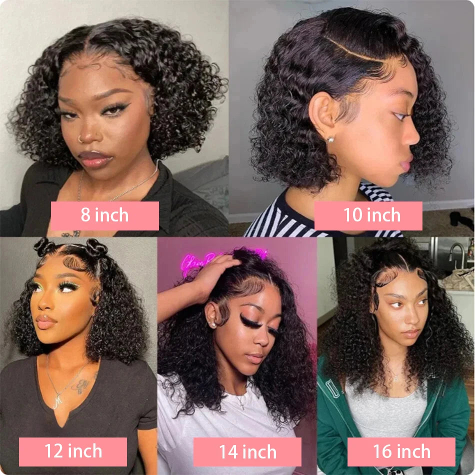 Loose Deep Wave Short Bob 13x4 HD Lace Front Wigs Brazilian 100% Human Hair Curly 4x4 Transparent Lace Frontal Wig 12 14 16 Inch