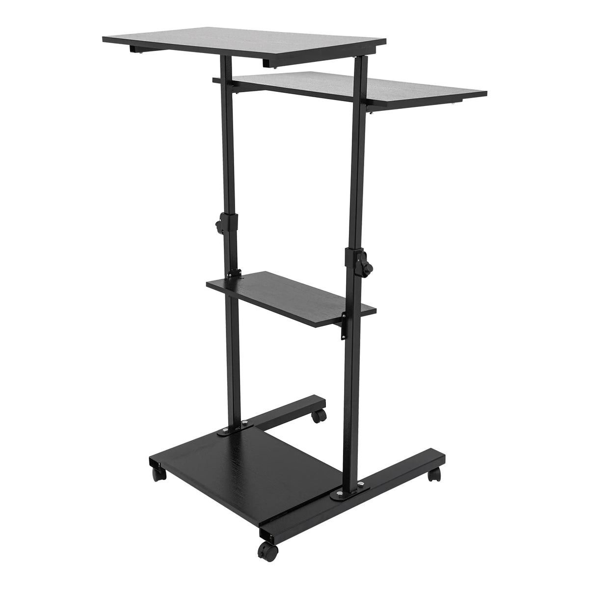 Standing Black Computer Desk 27" With Casters Mobile Standing Desk Height Adjustable Stand up Work Station, Stand up Desk Cart  Ergonomic Portable Lectern, Mobile Vertical Computer Desk, Laptop Desk, Office Desk