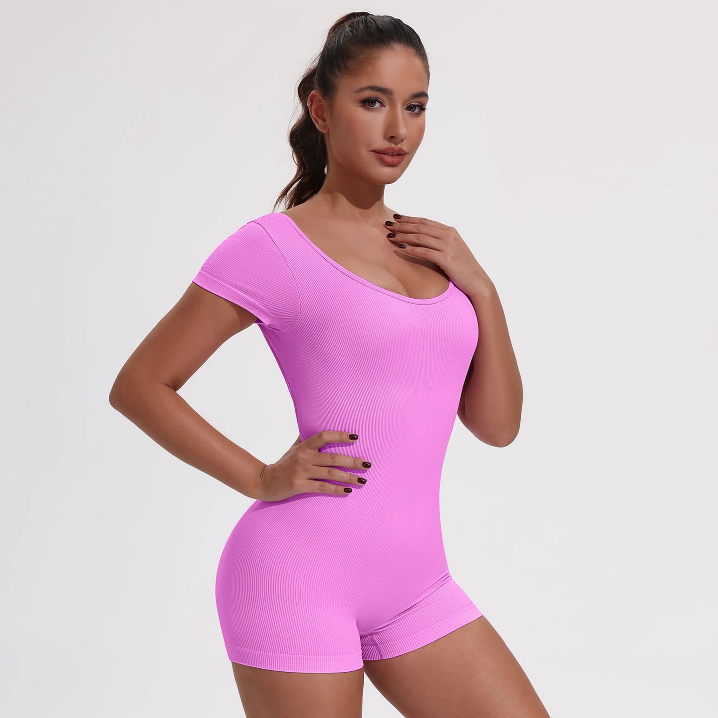 Summer Sexy Backless Sports Overalls Women Gym Rompers Sportswear Breathable Bodysuits One-Piece Suit Short Yoga Jumpsuits
