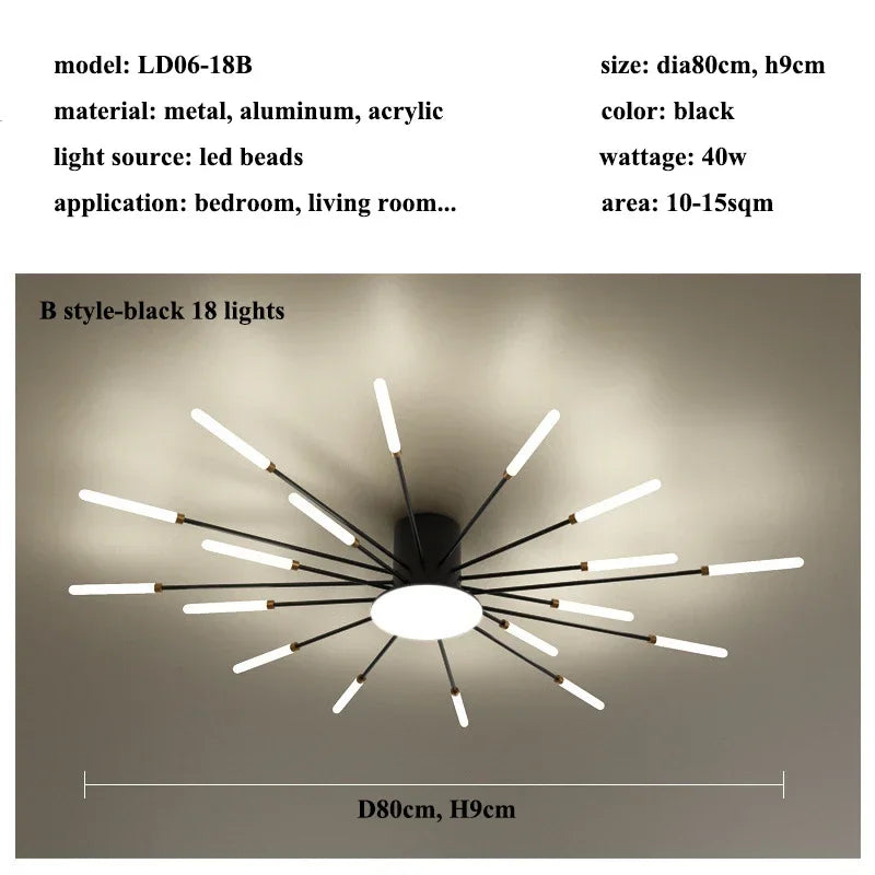 Modern Firework s Led Ceiling Lamp Creativity Living Dining Room Ceiling Chandelier Home Lighting Bedroom Light Luster Luminaire