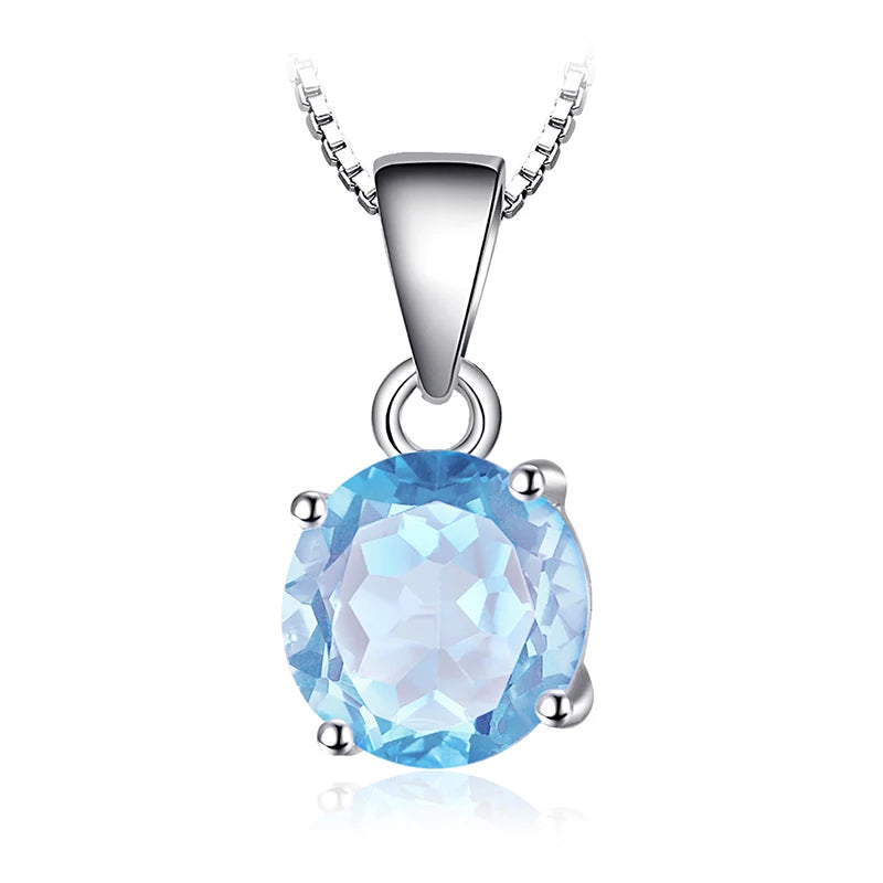 JewelryPalace Natural Garnet Amethyst Citrine Peridot Blue Topaz 925 Sterling Silver Pendant Necklace Gemstone Jewelry No Chain