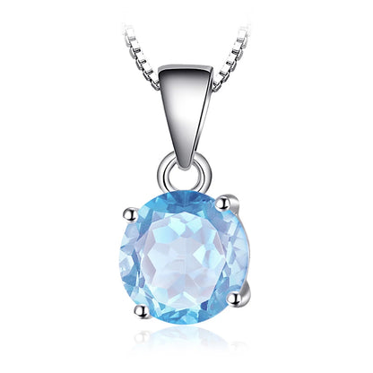 JewelryPalace Natural Garnet Amethyst Citrine Peridot Blue Topaz 925 Sterling Silver Pendant Necklace Gemstone Jewelry No Chain