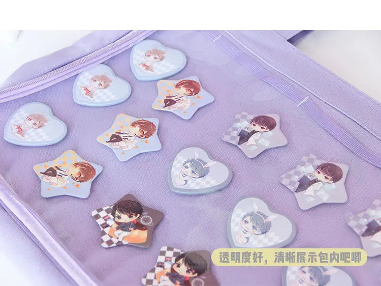 Fashion New Canvas Ita Bag Large Capacity Cartoon Tote Bags for Women Transparent Shoulder Bags Teenage Girls Japanese