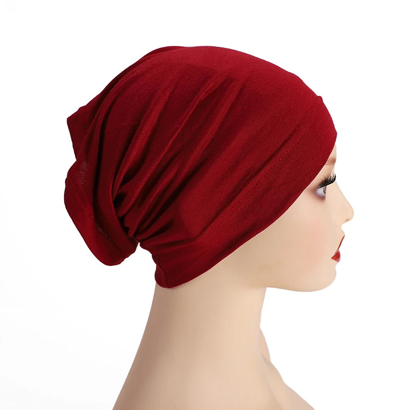 Soft Modal Inner Hijab Cap Muslim Stretch Turban Cap Islamic Underscarf Bonnet Hat Female Headband Tube Cap Turbante